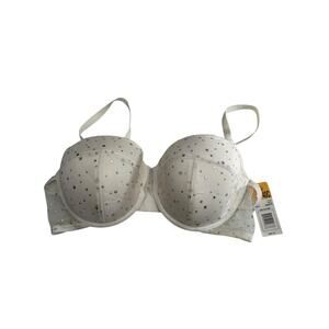 Smart and Sexy Bra SA575 Size 40C White Sequin Underwire Full‎ Coverage